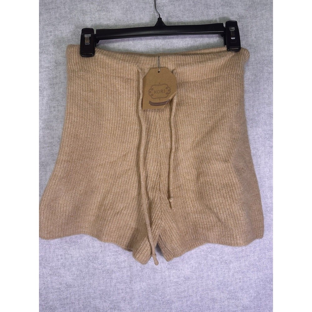 Kori Tan Ribbed Knit Short Size Small NWT Drawstring Waist High Rise Boho